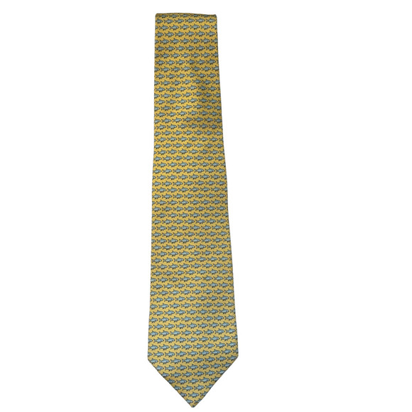 Vineyard Vines Yellow Shark Tie | 100% Silk | 58” - Picture 1 of 4